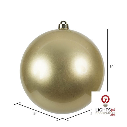 8" Shatterproof Ball Ornament - Champagne - Shiny - UV Treated — alternate view