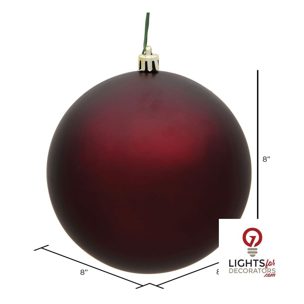10" Shatterproof Ball Ornament - Burgundy - Glitter — alternate view