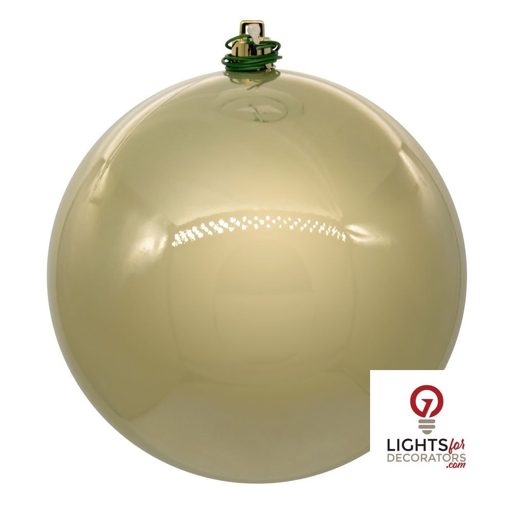10" Shatterproof Ball Ornament - Champagne - Glitter