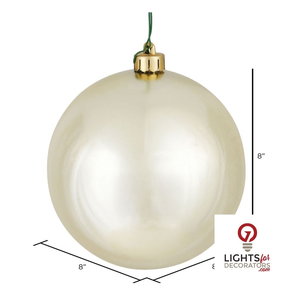 10" Shatterproof Ball Ornament - Champagne - Matte - UV Treated — alternate view
