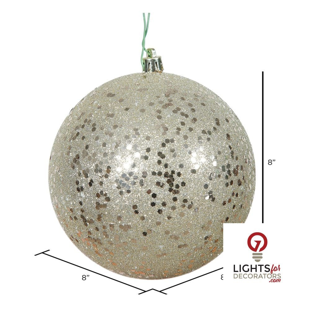 10" Shatterproof Ball Ornament - Champagne - Pearl - UV Treated — alternate view