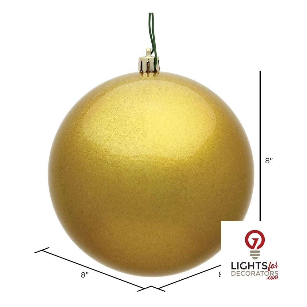 8" Shatterproof Ball Ornament - Gold - Shiny - UV Treated — alternate view