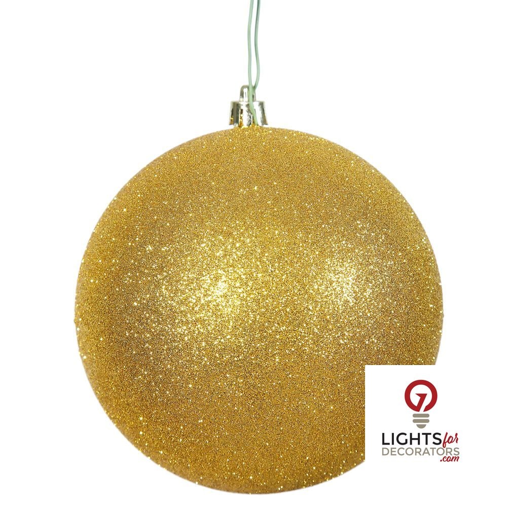 8" Shatterproof Ball Ornament - Gold - Sequin