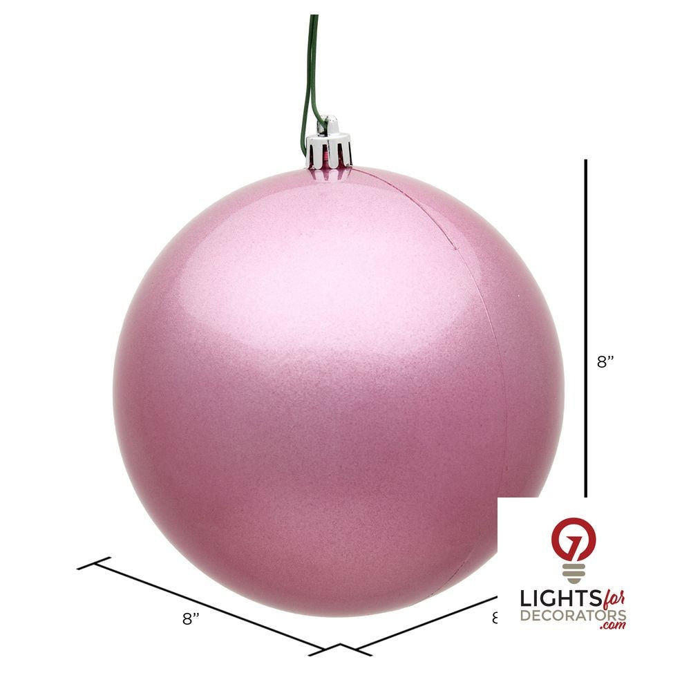 10" Shatterproof Ball Ornament - Pink - Matte - UV Treated — alternate view