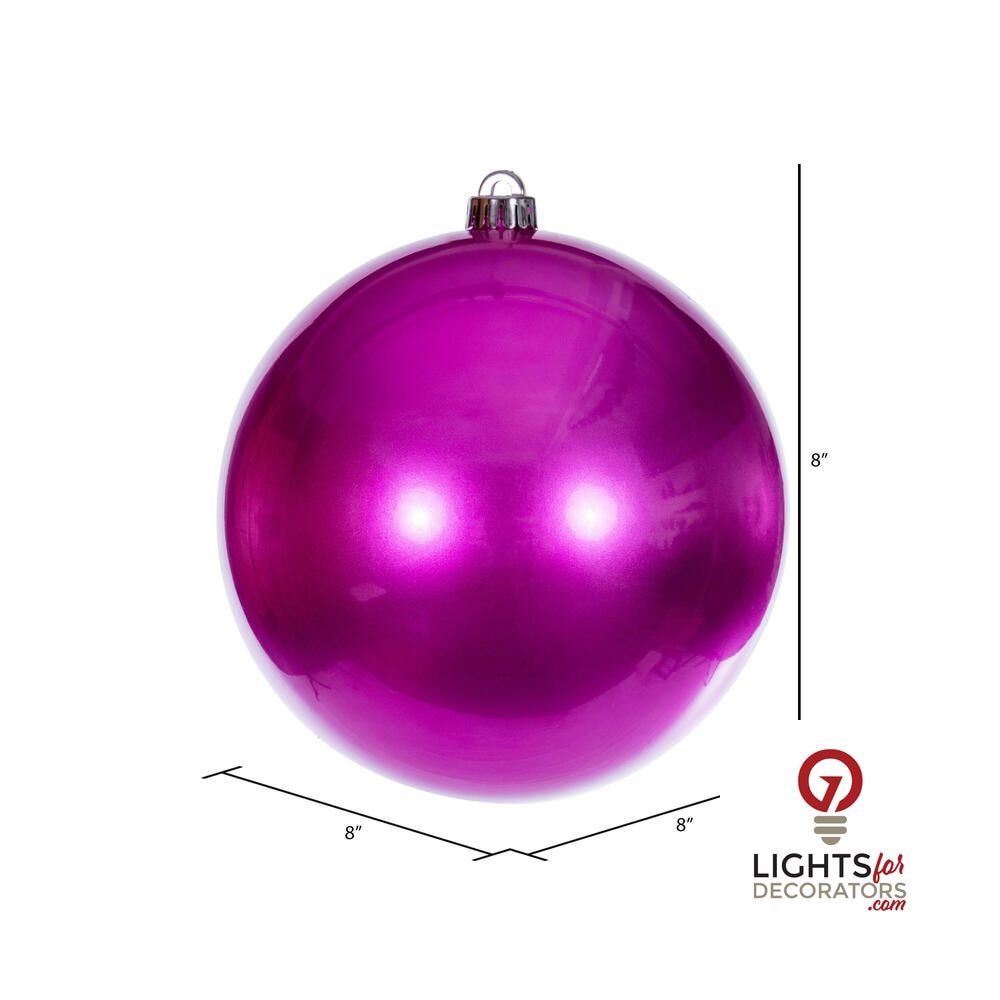 10" Shatterproof Ball Ornament - Hot Pink - Matte - UV Treated — alternate view