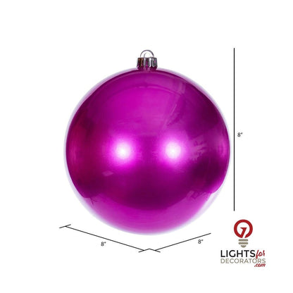 10" Shatterproof Ball Ornament - Hot Pink - Matte - UV Treated — alternate view