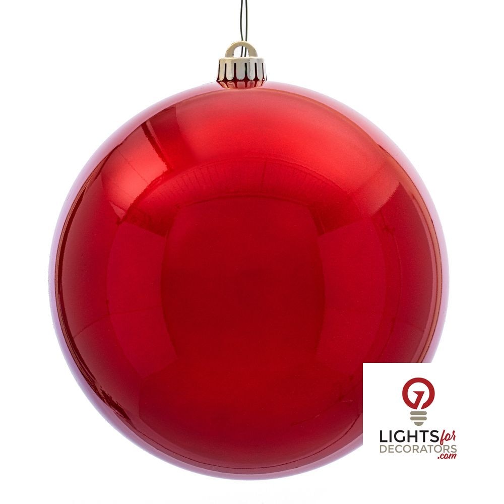 8" Shatterproof Ball Ornament - Red - Shiny - UV Treated