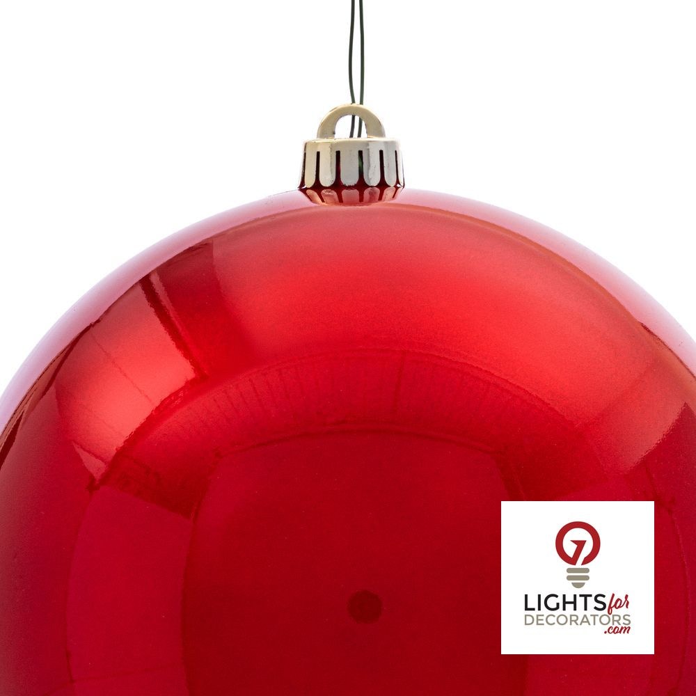 8" Shatterproof Ball Ornament - Red - Shiny - UV Treated — alternate view