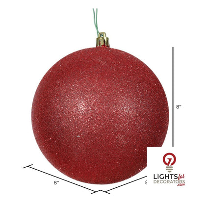 8" Shatterproof Ball Ornament - Red - Sequin — alternate view