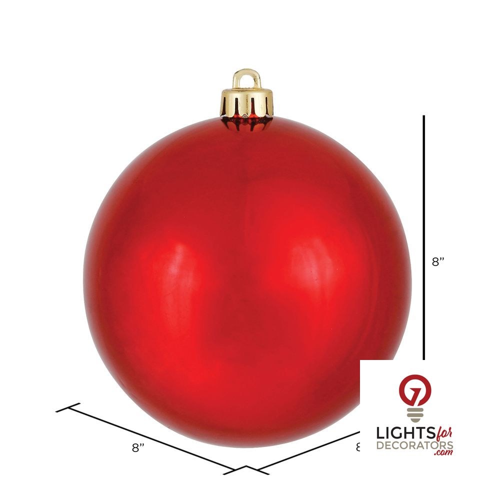 10" Shatterproof Ball Ornament - Red - Matte - UV Treated — alternate view
