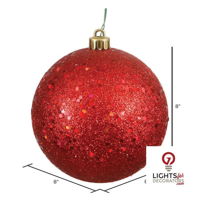 10" Shatterproof Ball Ornament - Red - Pearl - UV Treated — alternate view