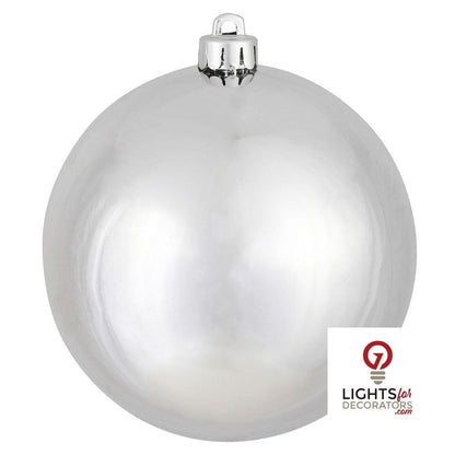 10" Shatterproof Ball Ornament - Silver - Pearl - UV Treated