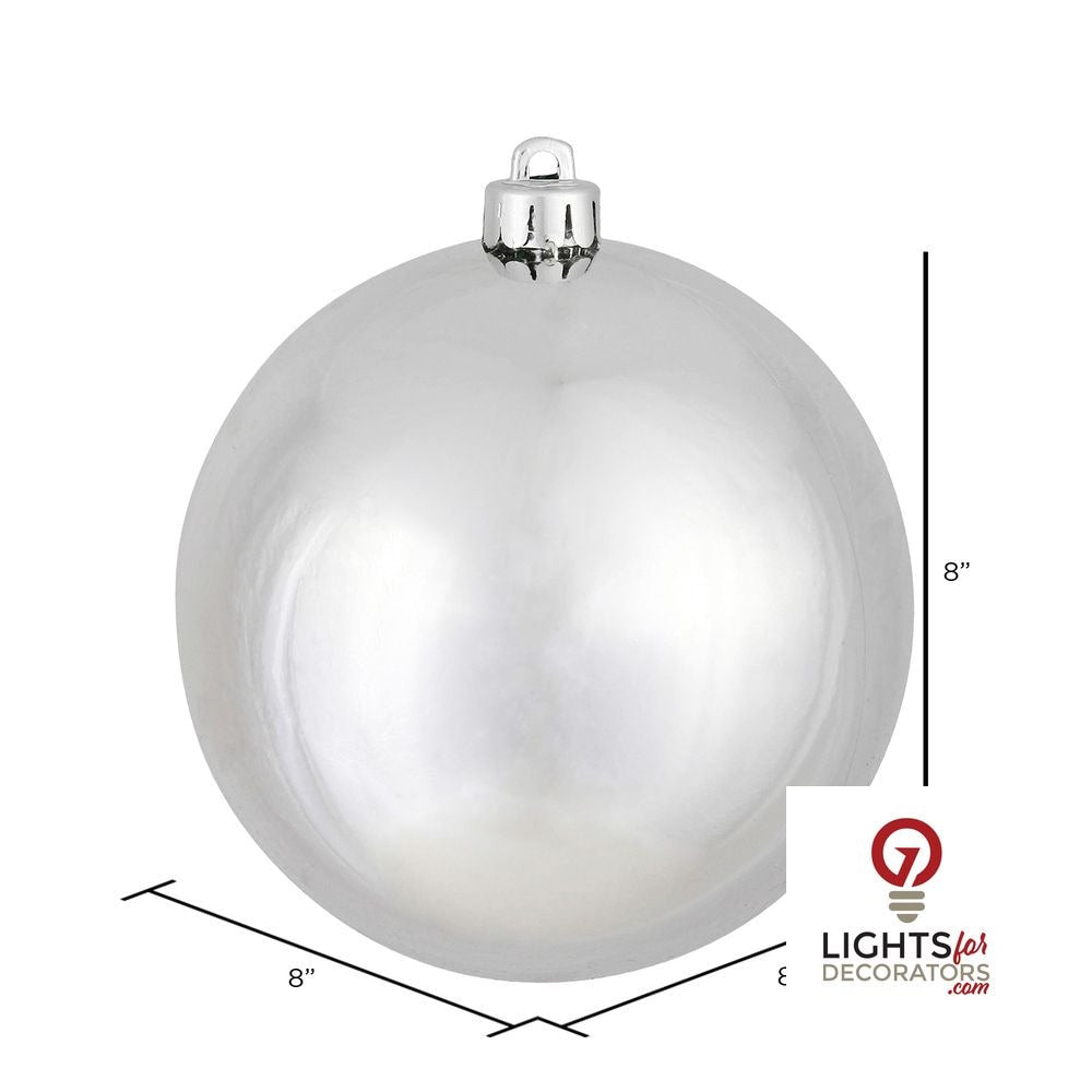 10" Shatterproof Ball Ornament - Silver - Pearl - UV Treated — alternate view