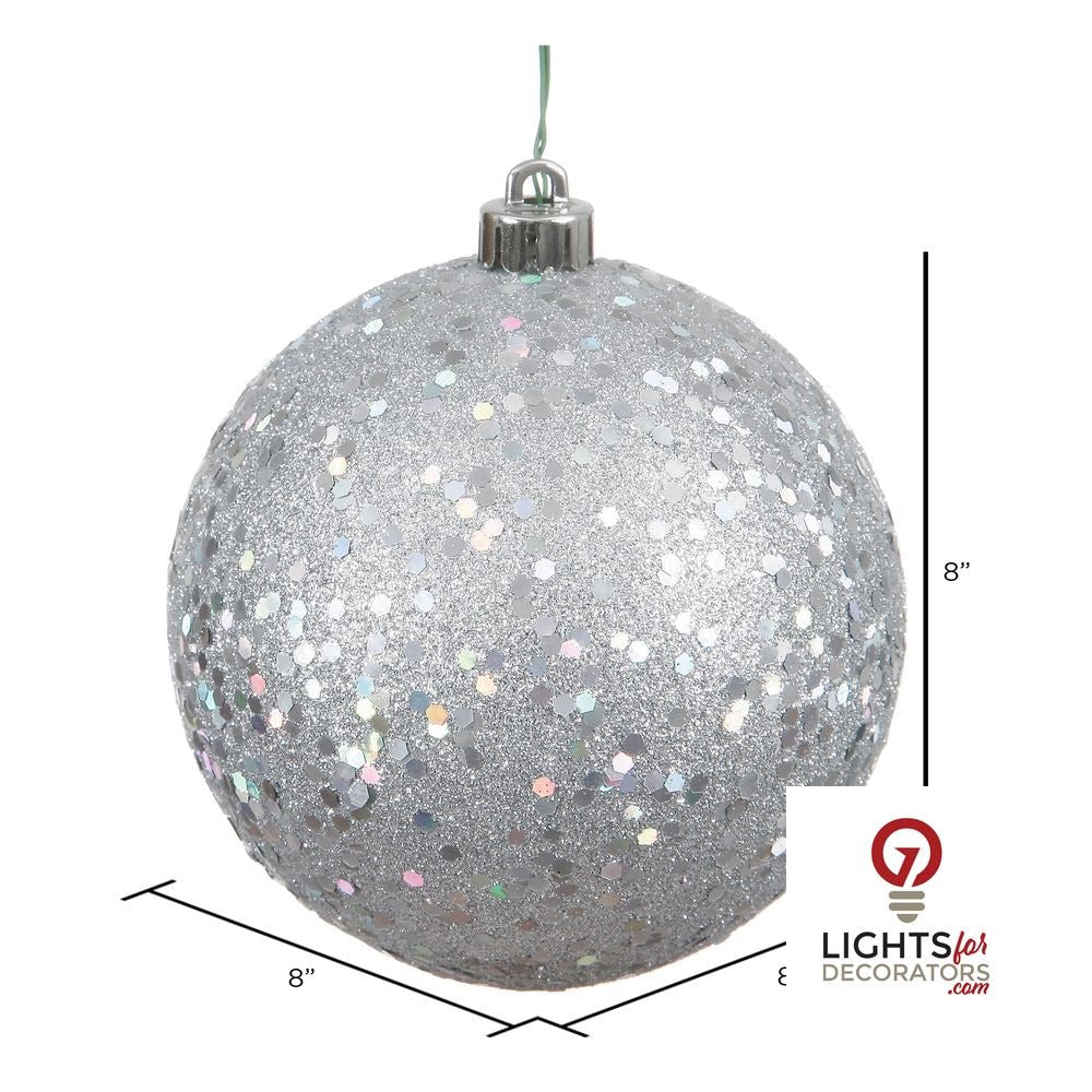 10" Shatterproof Ball Ornament - Silver - Shiny - UV Treated — alternate view