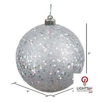 10" Shatterproof Ball Ornament - Silver - Shiny - UV Treated — alternate view