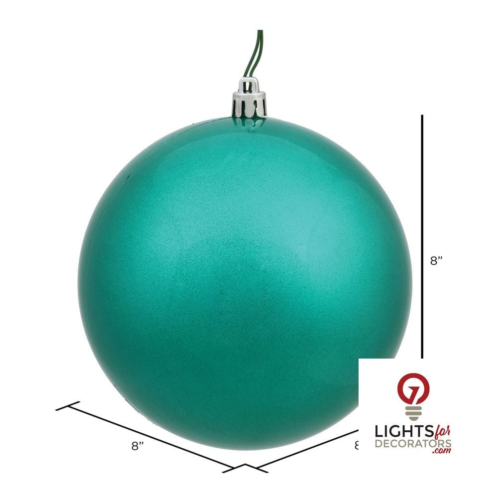 8" Shatterproof Ball Ornament - Teal - Candy - UV Treated — alternate view