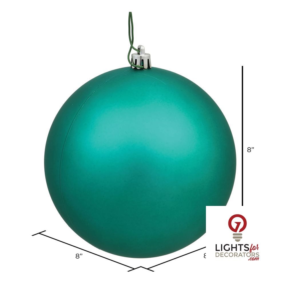 8" Shatterproof Ball Ornament - Teal - Matte - UV Treated — alternate view