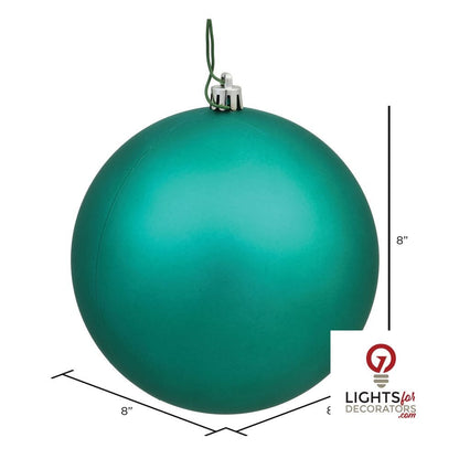 8" Shatterproof Ball Ornament - Teal - Matte - UV Treated — alternate view