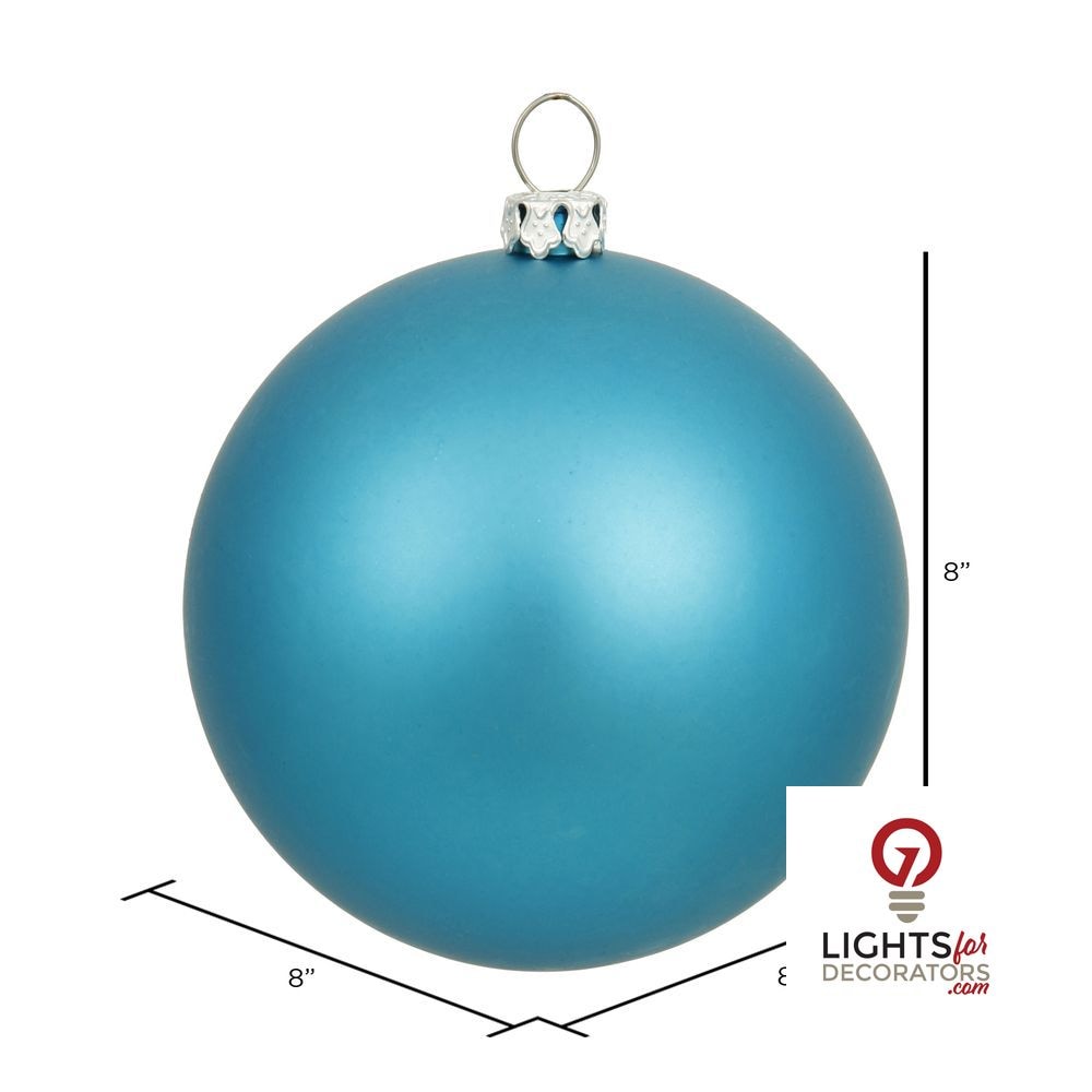 8" Shatterproof Ball Ornament - Turquoise - Matte - UV Treated — alternate view