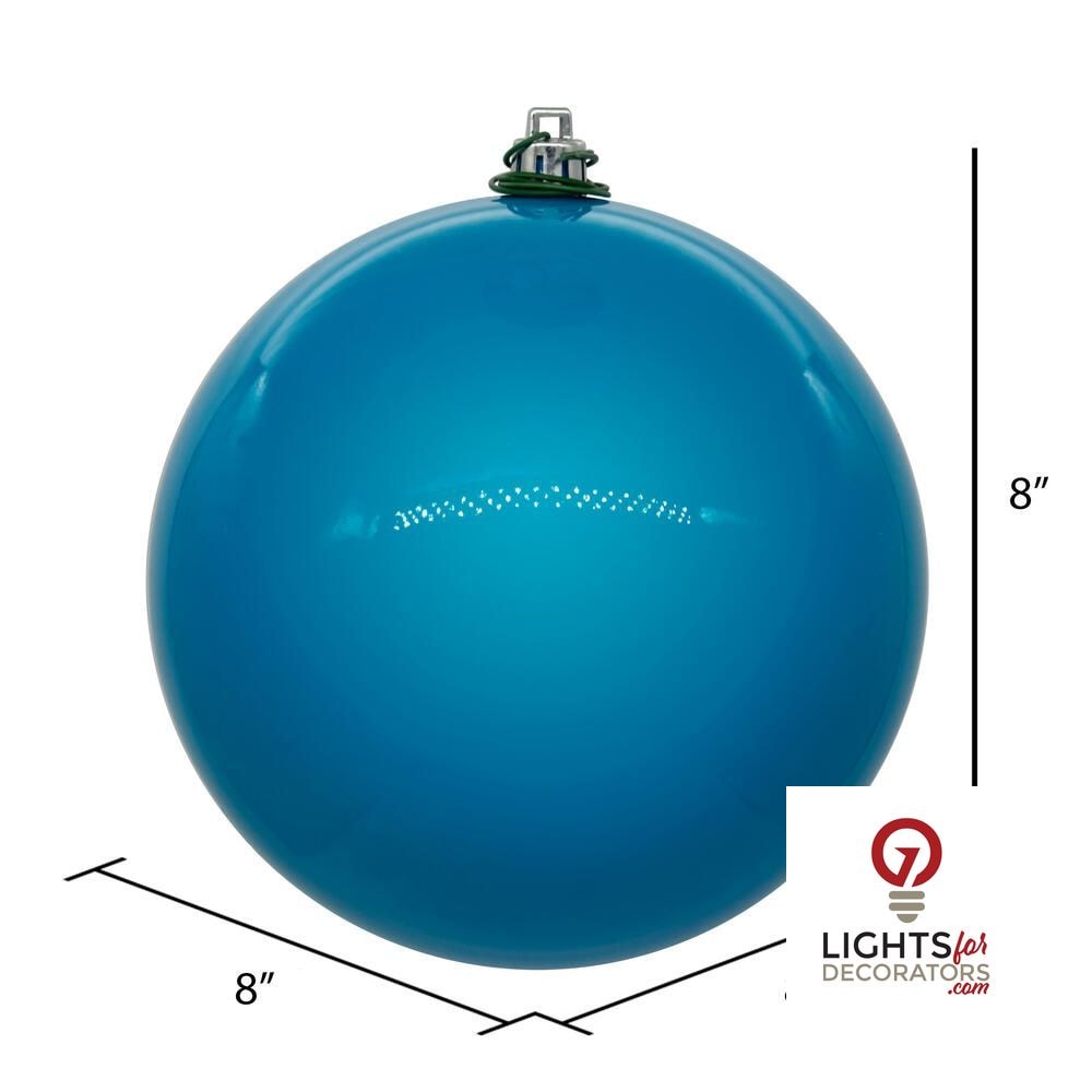 8" Shatterproof Ball Ornament - Turquoise - Pearl - UV Treated — alternate view