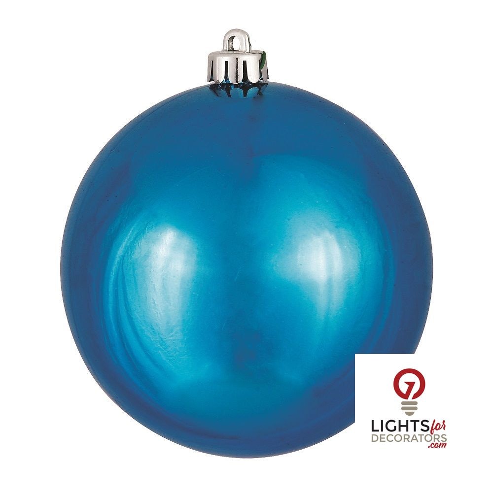 8" Shatterproof Ball Ornament - Turquoise - Shiny - UV Treated
