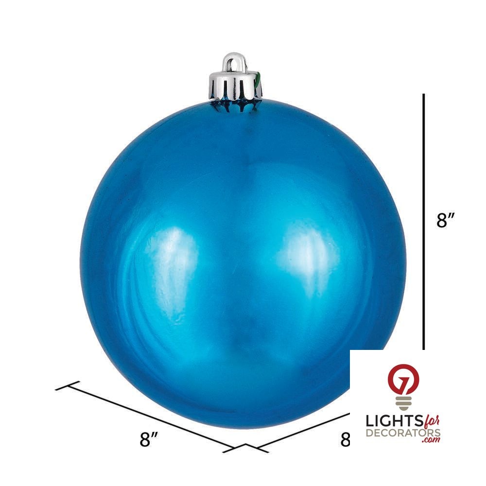 8" Shatterproof Ball Ornament - Turquoise - Shiny - UV Treated — alternate view