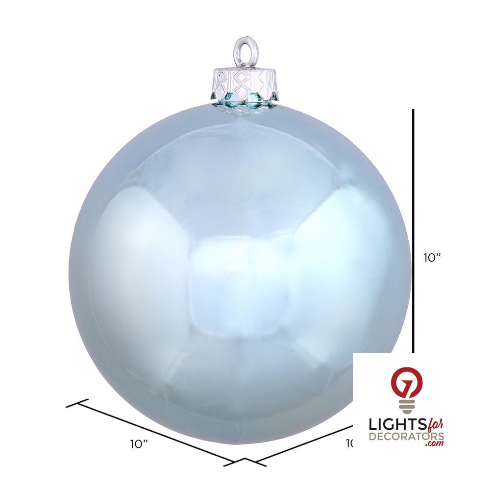 10" Shatterproof Ball Ornament - Baby Blue - Shiny - UV Treated — alternate view