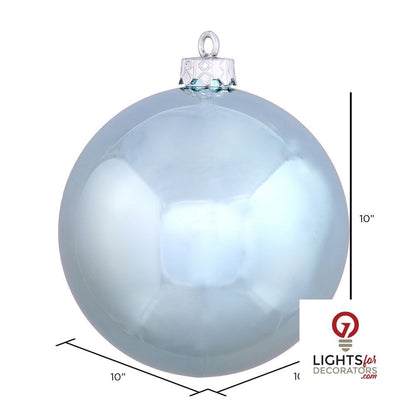 10" Shatterproof Ball Ornament - Baby Blue - Shiny - UV Treated — alternate view