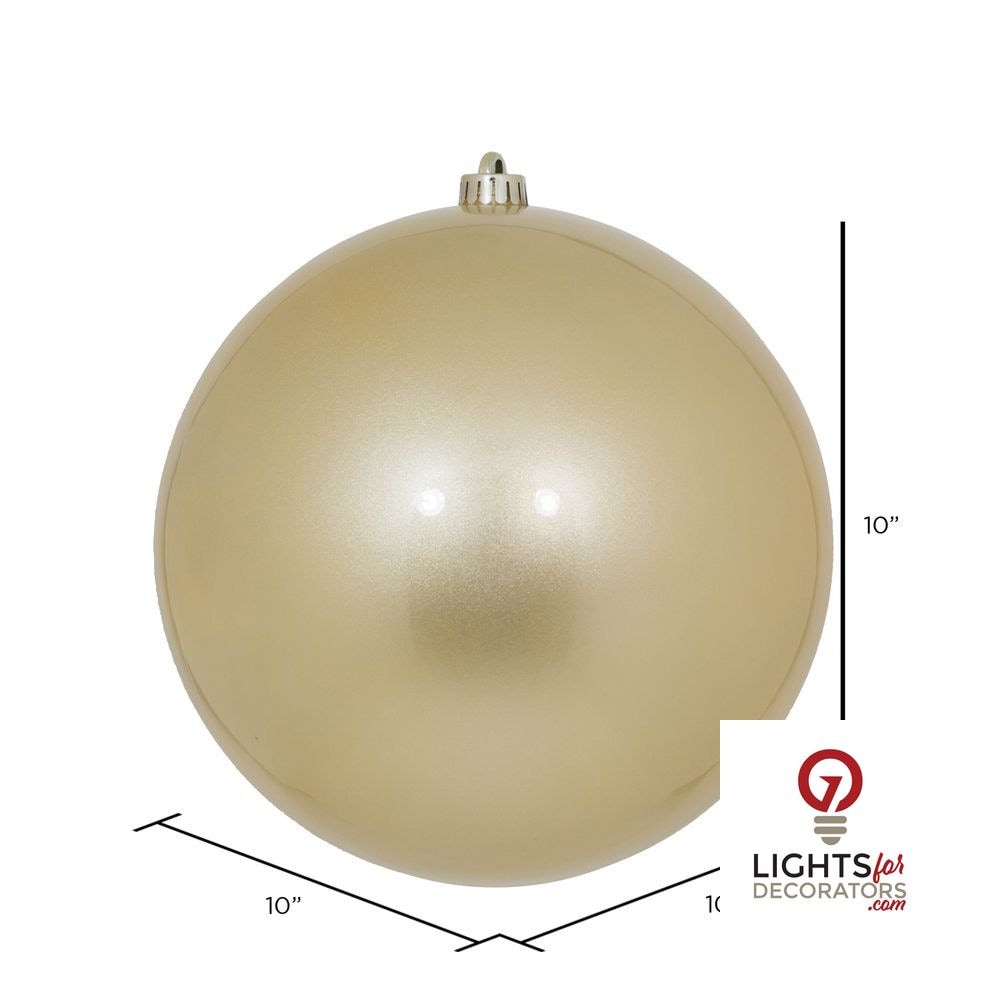 10" Shatterproof Ball Ornament - Champagne - Shiny - UV Treated — alternate view