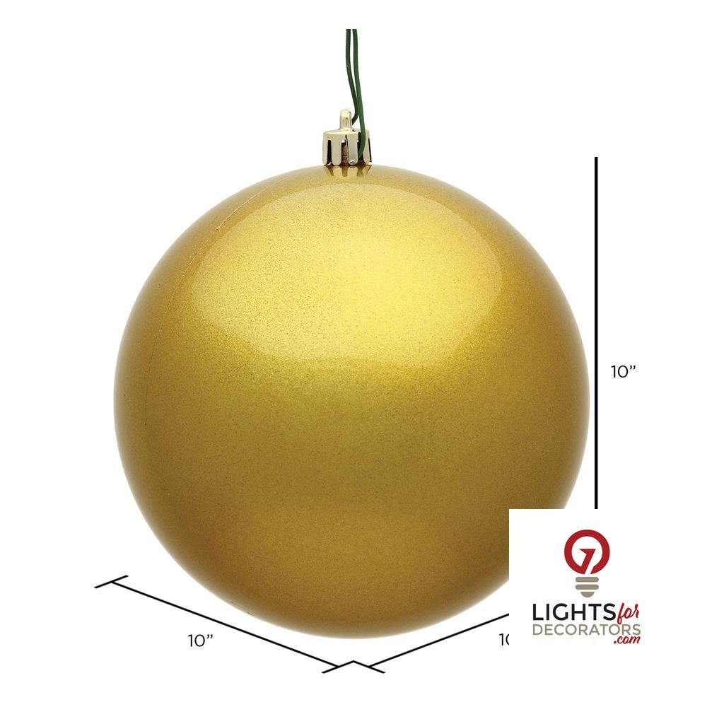 10" Shatterproof Ball Ornament - Gold - Shiny - UV Treated — alternate view