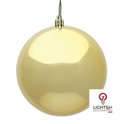 4" Shatterproof Ball Ornament - Green - Pearl - UV Treated - Set of 6