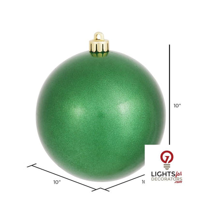 10" Shatterproof Ball Ornament - Green - Shiny - UV Treated — alternate view