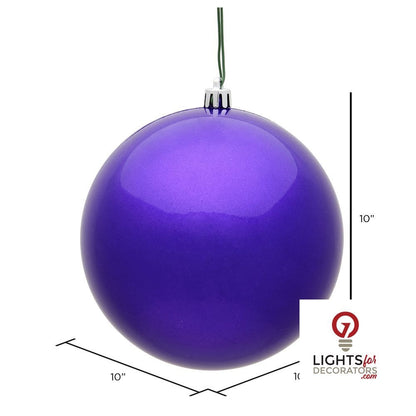 4" Shatterproof Ball Ornament - Red - Glitter - Set of 6 — alternate view
