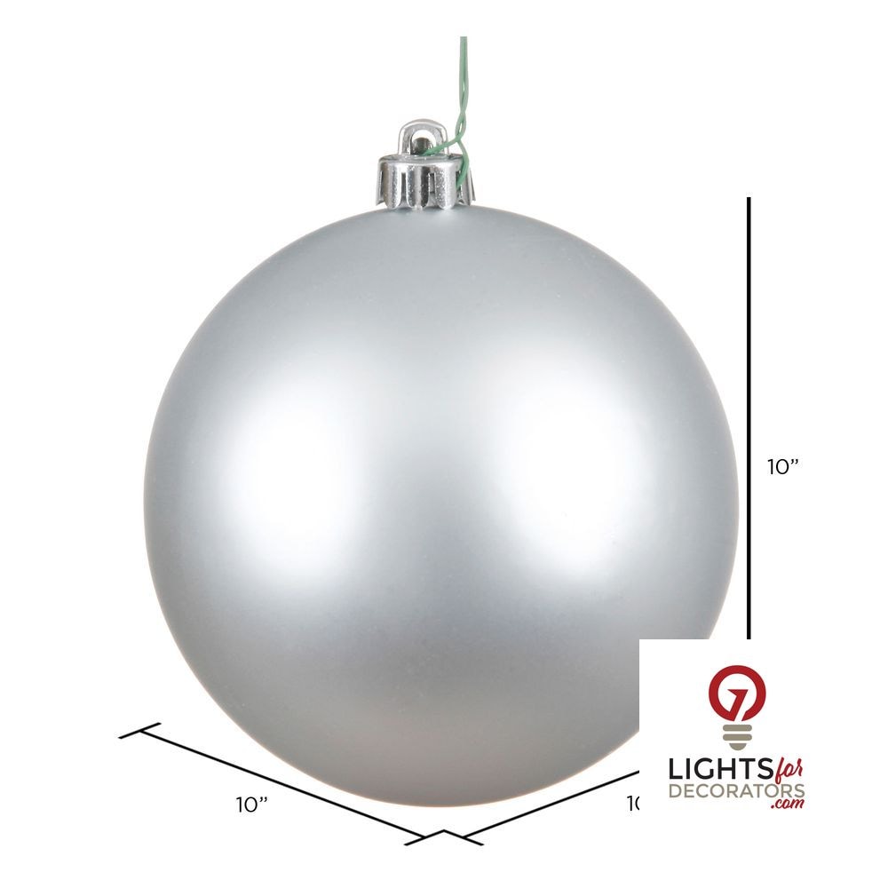 10" Shatterproof Ball Ornament - Silver - Matte - UV Treated — alternate view