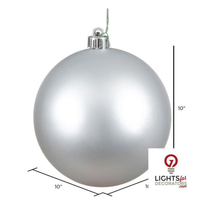 10" Shatterproof Ball Ornament - Silver - Matte - UV Treated — alternate view