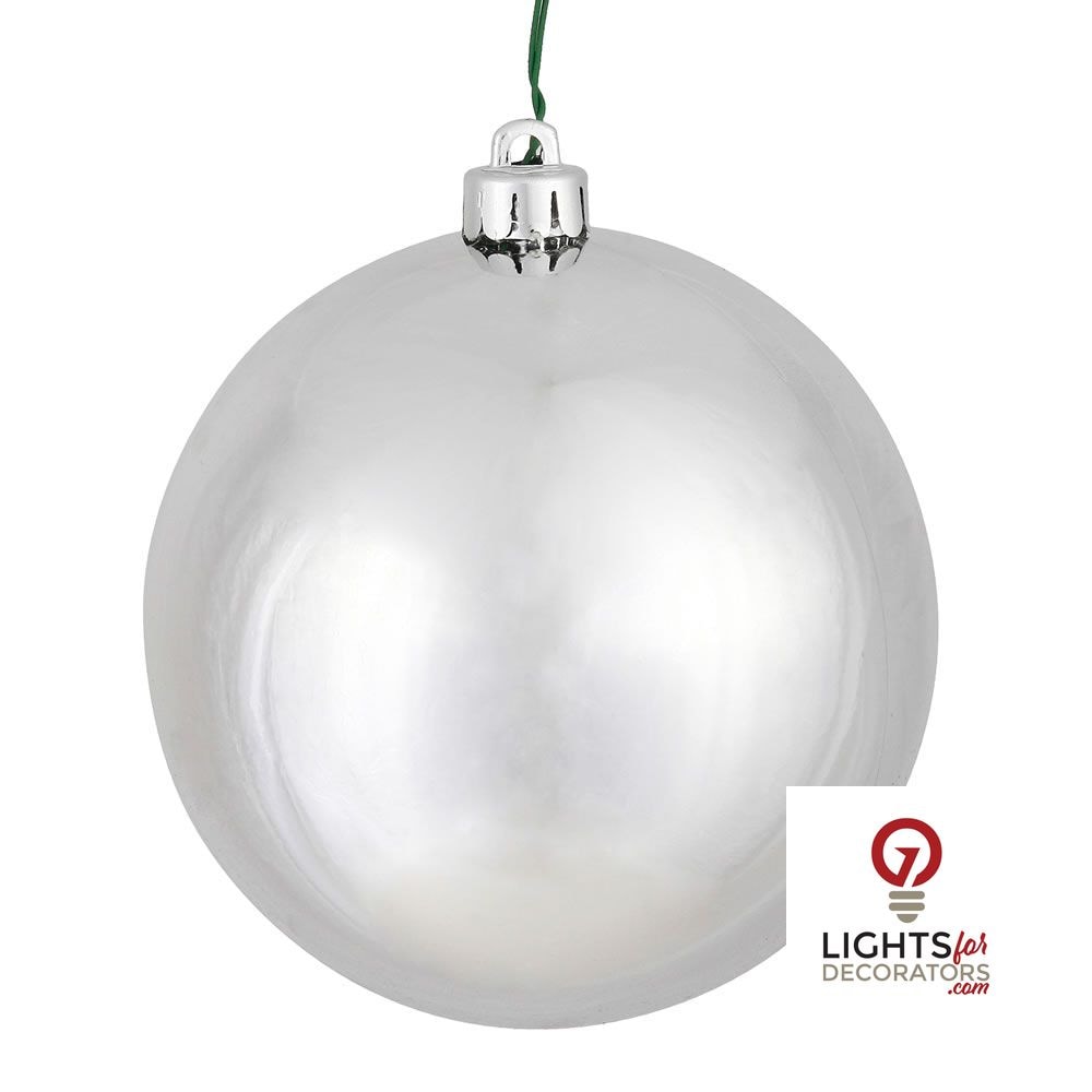 10" Shatterproof Ball Ornament - Silver - Shiny - UV Treated