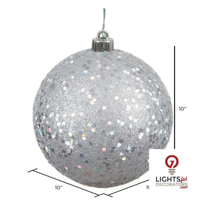 10" Shatterproof Ball Ornament - Silver - Sequin — alternate view