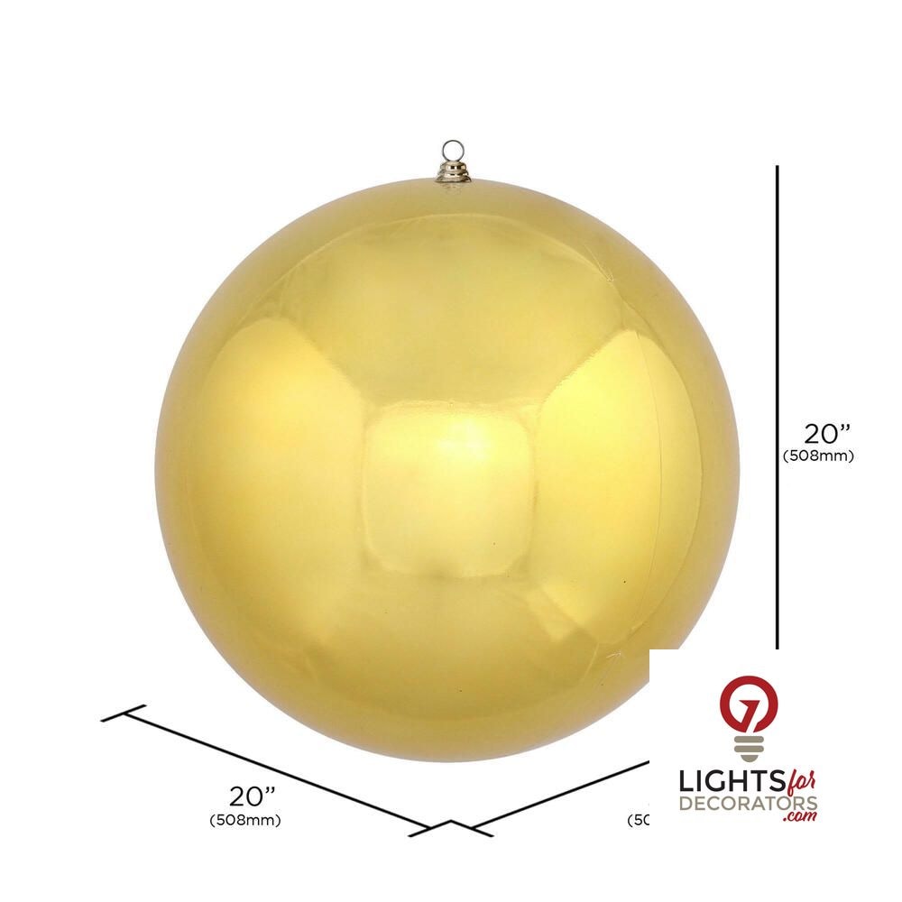 20" Oversized Shatterproof Ball Ornament - Gold - Shiny - UV Treated — alternate view