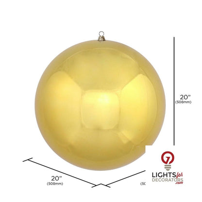 20" Oversized Shatterproof Ball Ornament - Gold - Shiny - UV Treated — alternate view