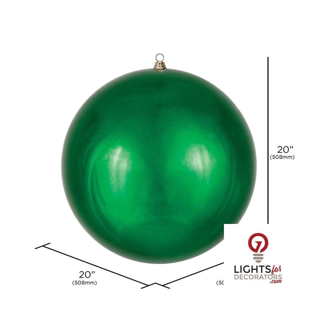 20" Oversized Shatterproof Ball Ornament - Emerald - Shiny - UV Treated — alternate view