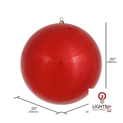 20" Oversized Shatterproof Ball Ornament - Red - Candy - UV Treated — alternate view