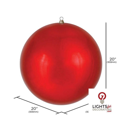 20" Oversized Shatterproof Ball Ornament - Red - Shiny - UV Treated — alternate view