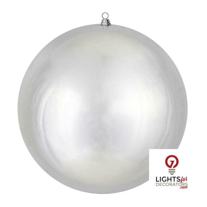 20" Oversized Shatterproof Ball Ornament - Silver - Shiny - UV Treated