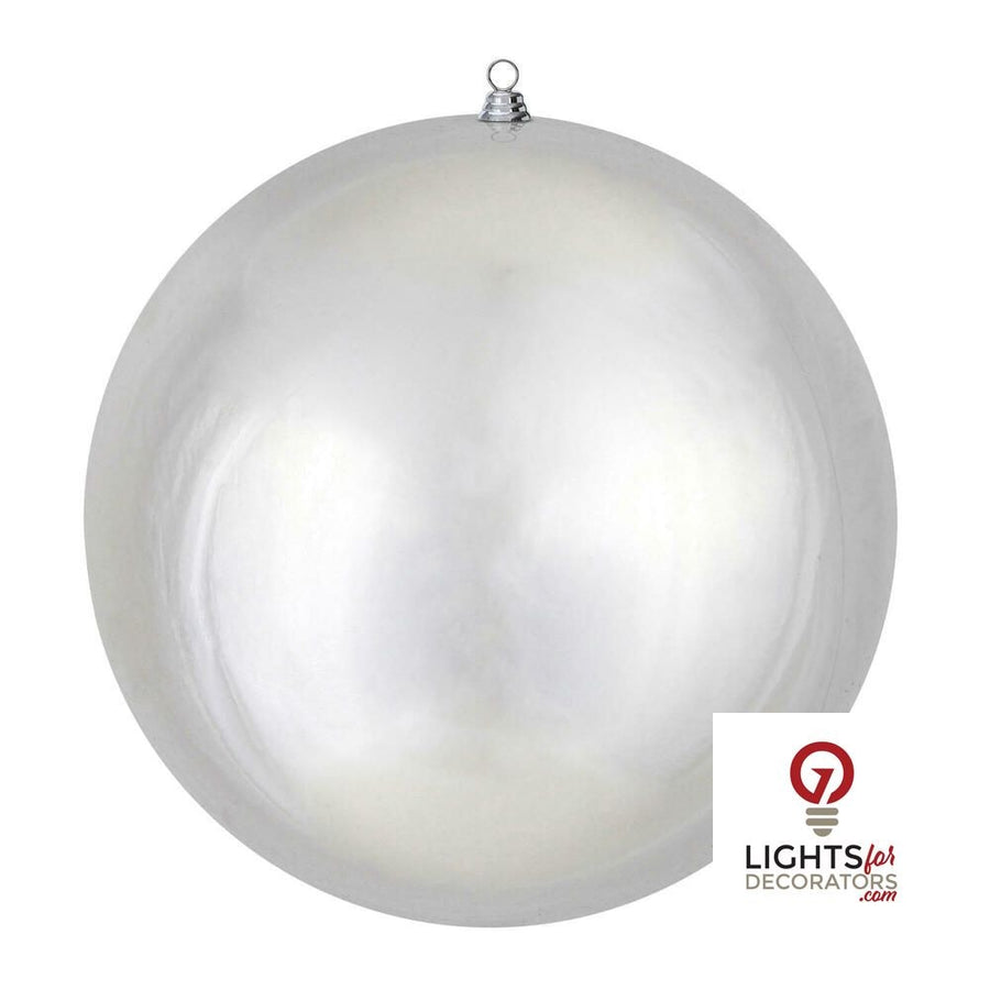 20" Oversized Shatterproof Ball Ornament - Silver - Shiny - UV Treated