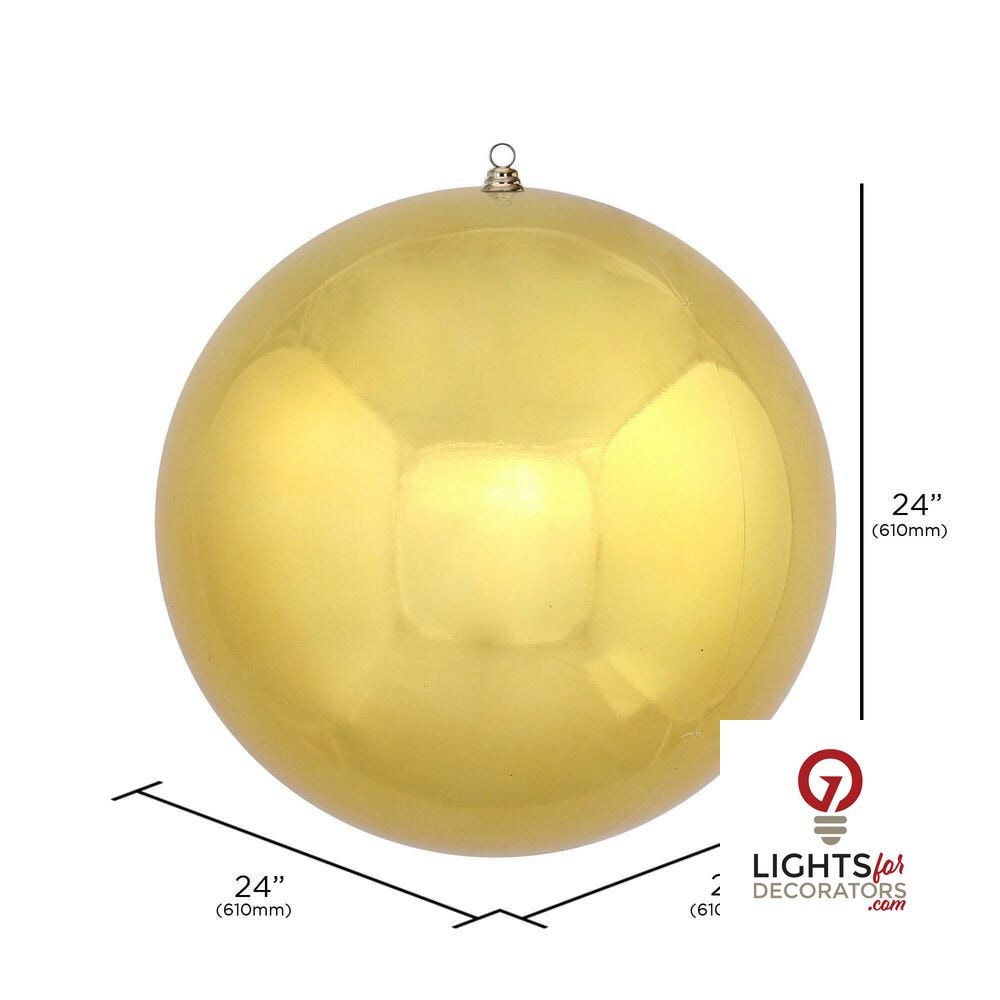 24" Oversized Shatterproof Ball Ornament - Gold - Shiny - UV Treated — alternate view