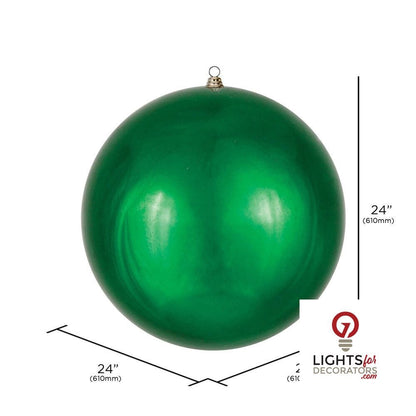 24" Oversized Shatterproof Ball Ornament - Emerald - Shiny - UV Treated — alternate view