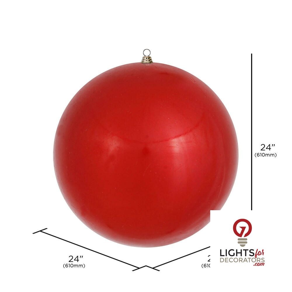 24" Oversized Shatterproof Ball Ornament - Red - Candy - UV Treated — alternate view