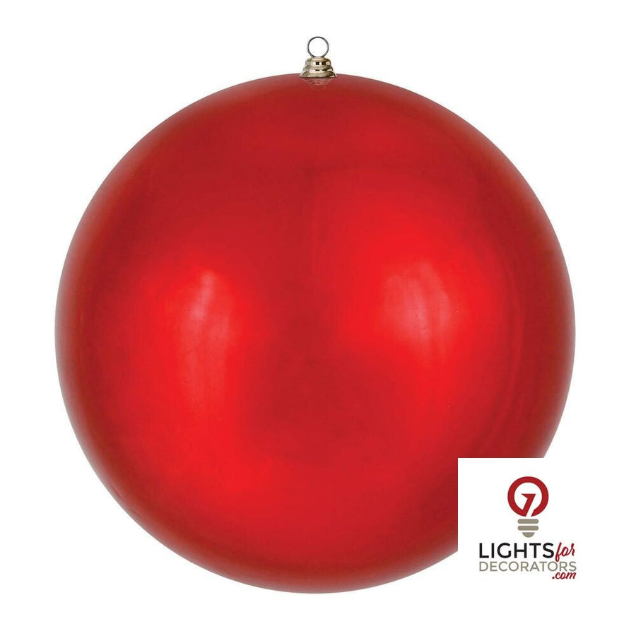 24" Oversized Shatterproof Ball Ornament - Red - Shiny - UV Treated