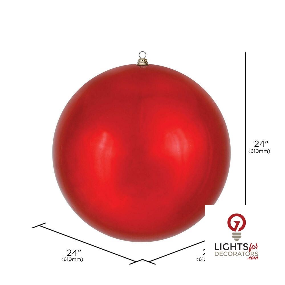 24" Oversized Shatterproof Ball Ornament - Red - Shiny - UV Treated — alternate view