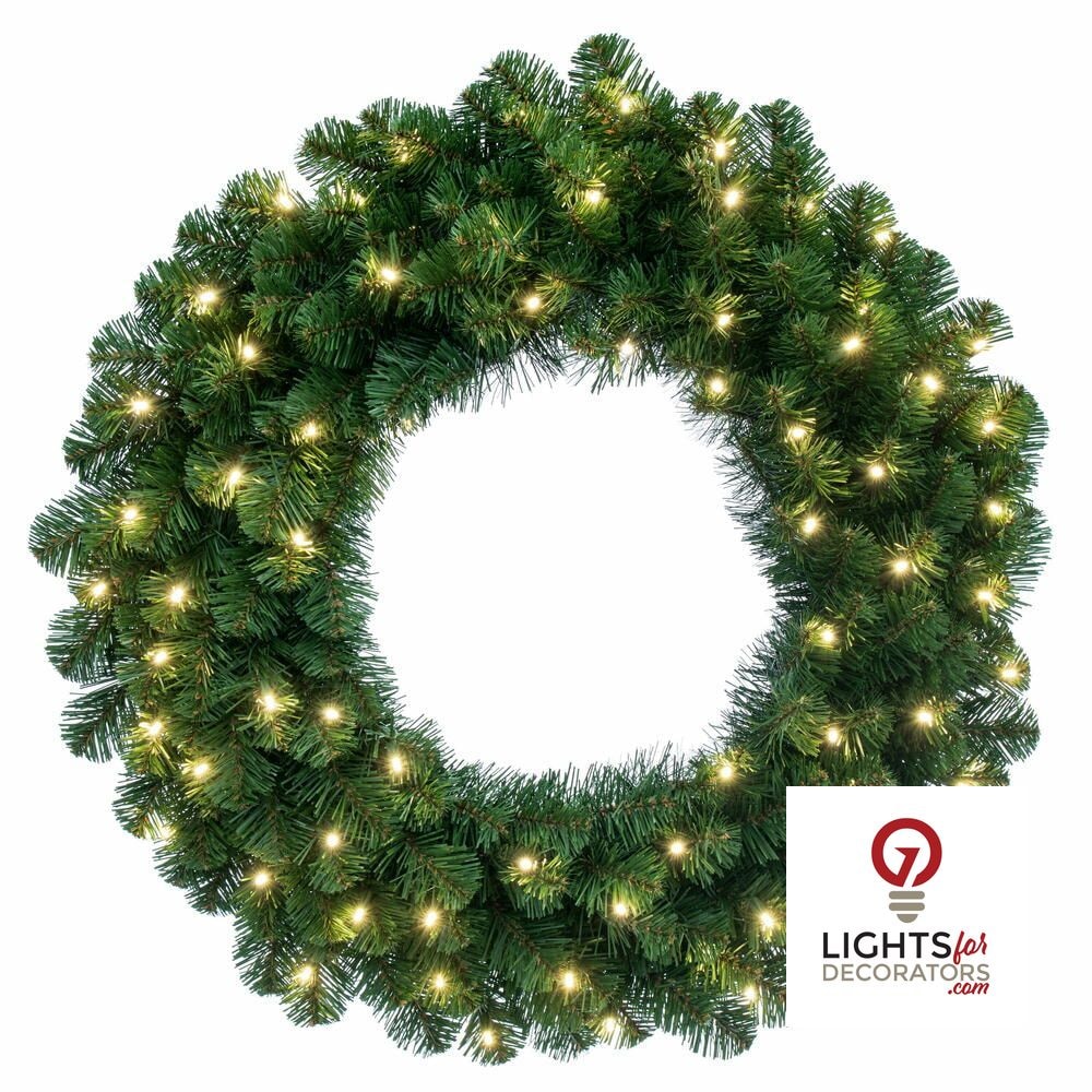 30" Warm White Battery Operated Oregon Fir Wreath